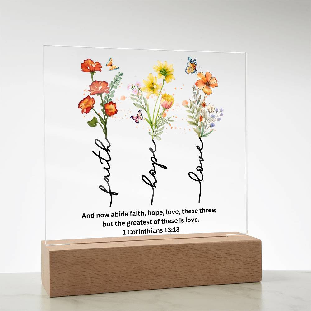 Faith Hope and Love Plaque Wedding Anniversary Gift-[Heartfelt Family Gift]