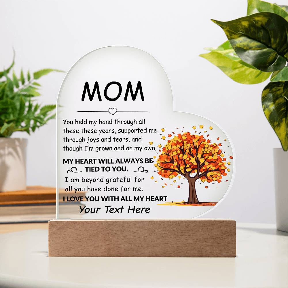 Mom Acrylic Heart Plaque Gift-[Heartfelt Family Gift]