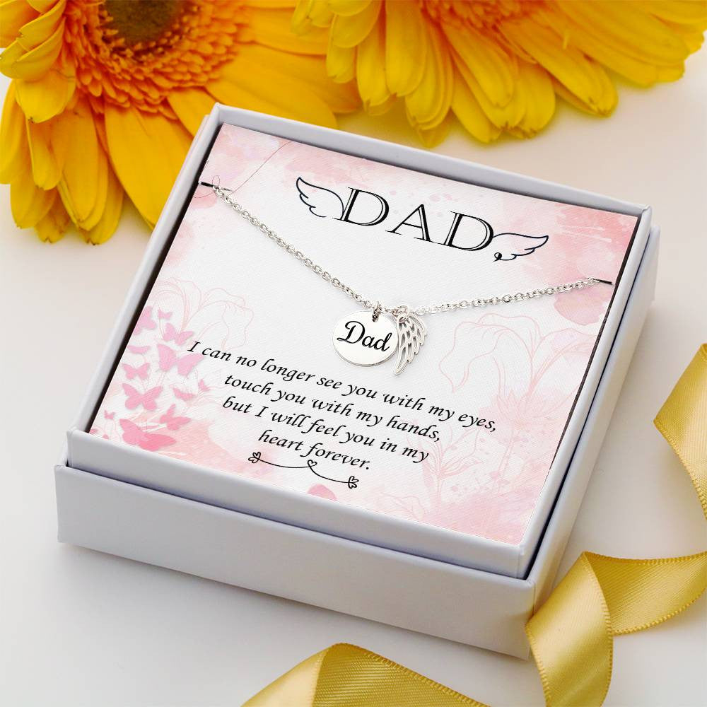 dad Memorial Necklace Angel Wing Charm-[Heartfelt Family Gift]