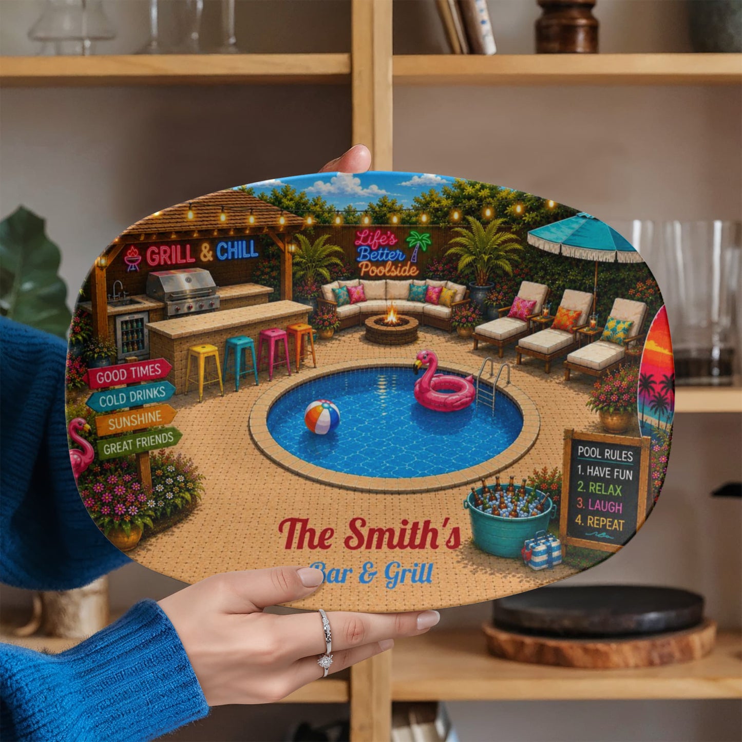 Personalized Backyard Pool & Patio Serving Tray