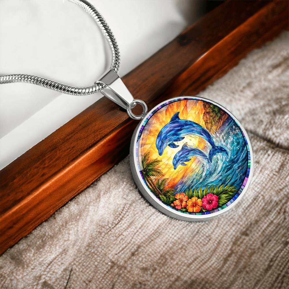 Dolphin Engraved Pendant Necklace