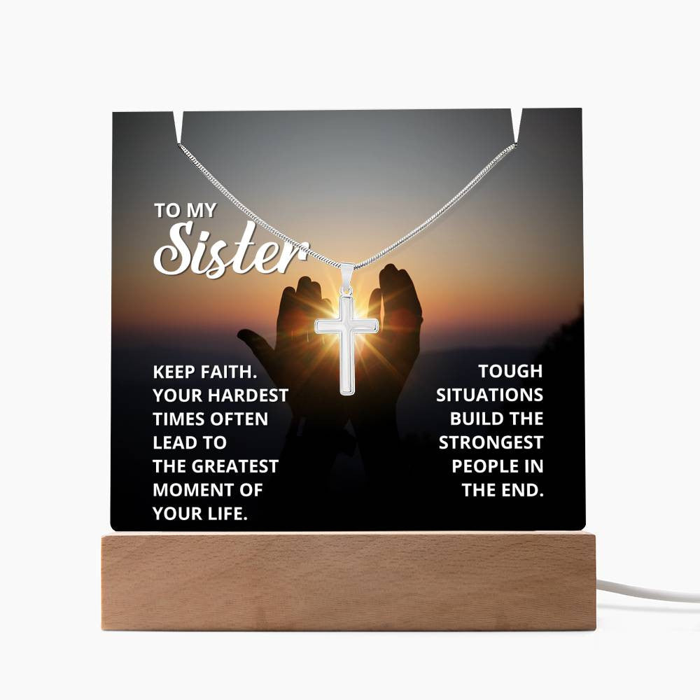 Faith in Hard Times Religious Plaque & Cross Gift Set-[Heartfelt Family Gift]