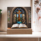 Christian Decor Holy Bible and Stained Glass Cross-[Heartfelt Family Gift]