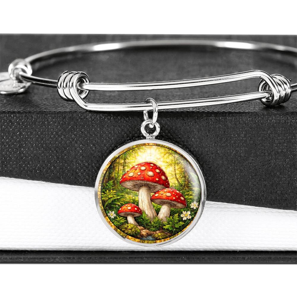 Mushroom Engraved Necklace Bracelet or Keychain