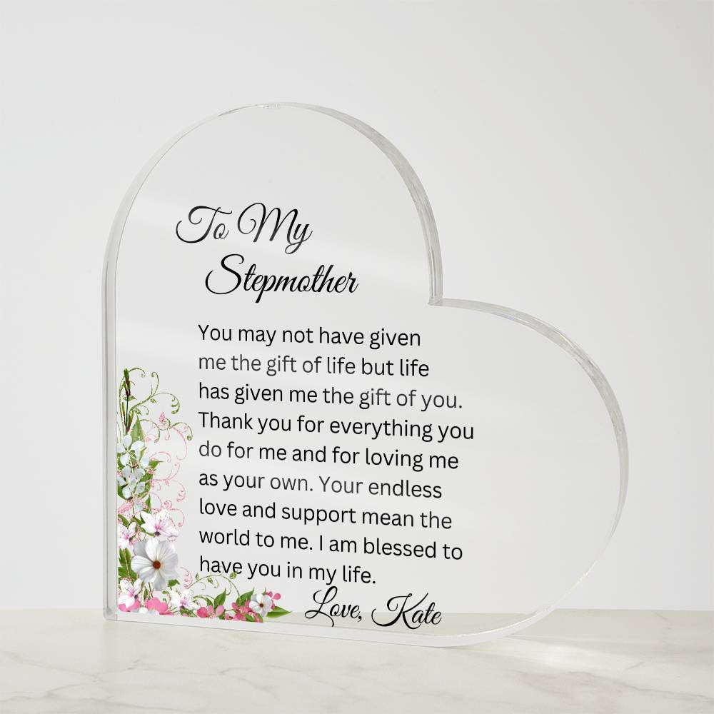 To My Stepmom Acrylic Heart Gift-[Heartfelt Family Gift]