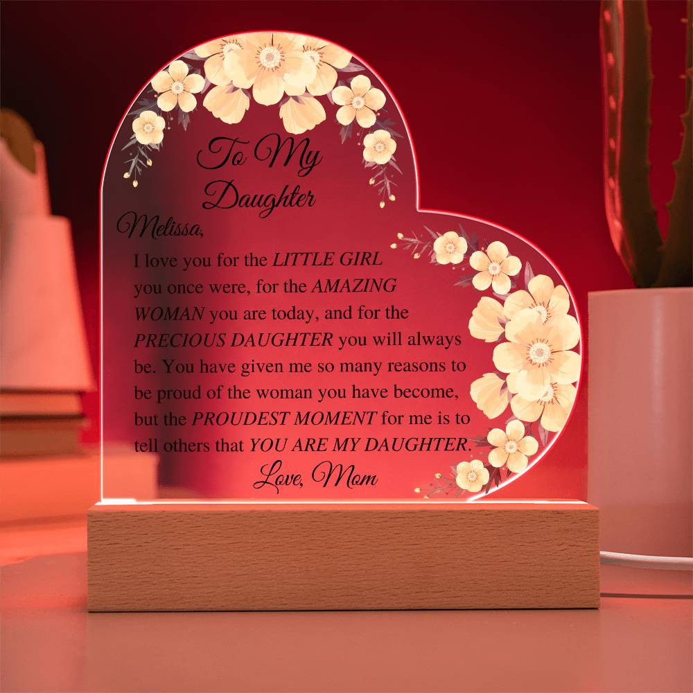 Daughter Acrylic Heart Plaque-[Heartfelt Family Gift]