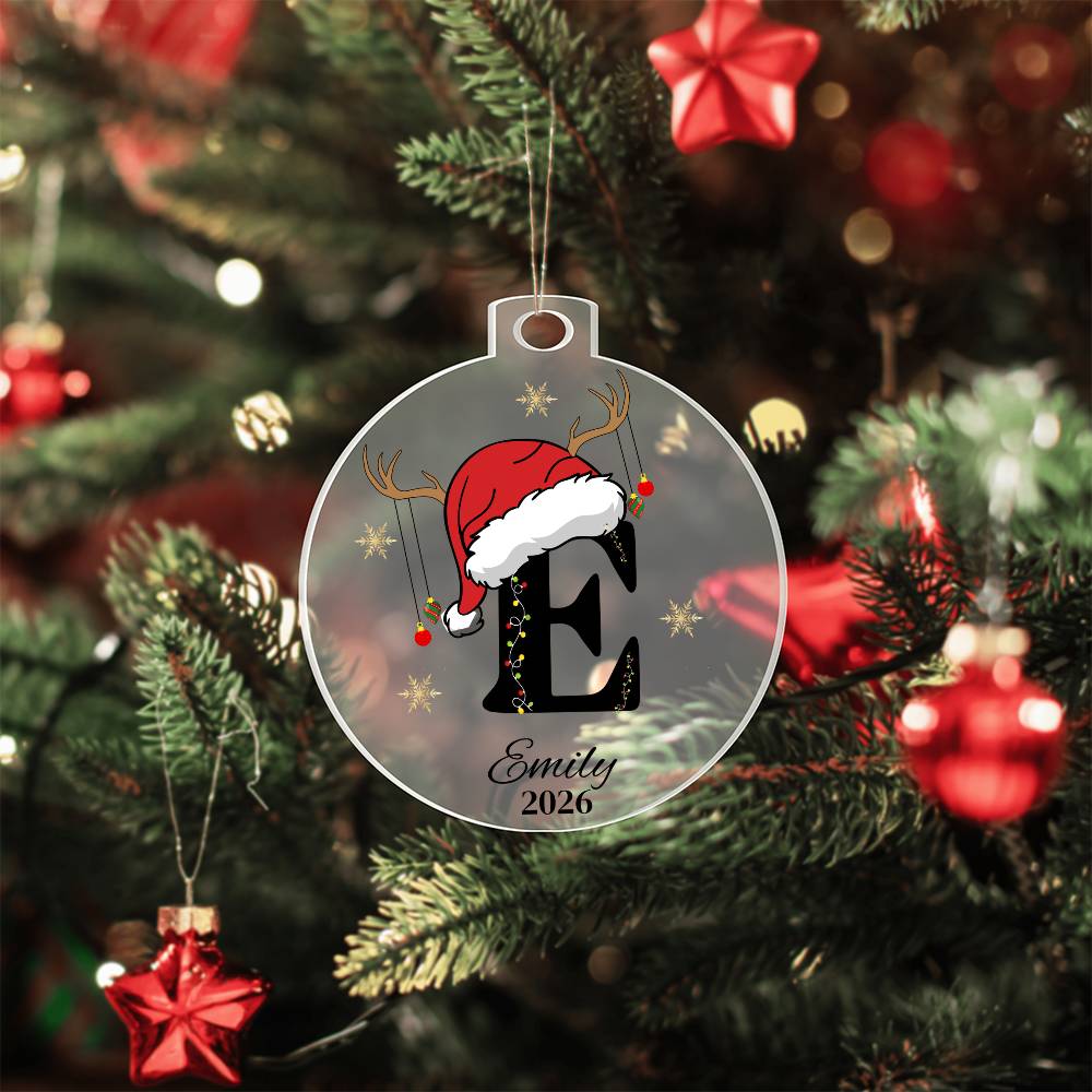 Personalized Letter Name Santa Hat Christmas Ornament