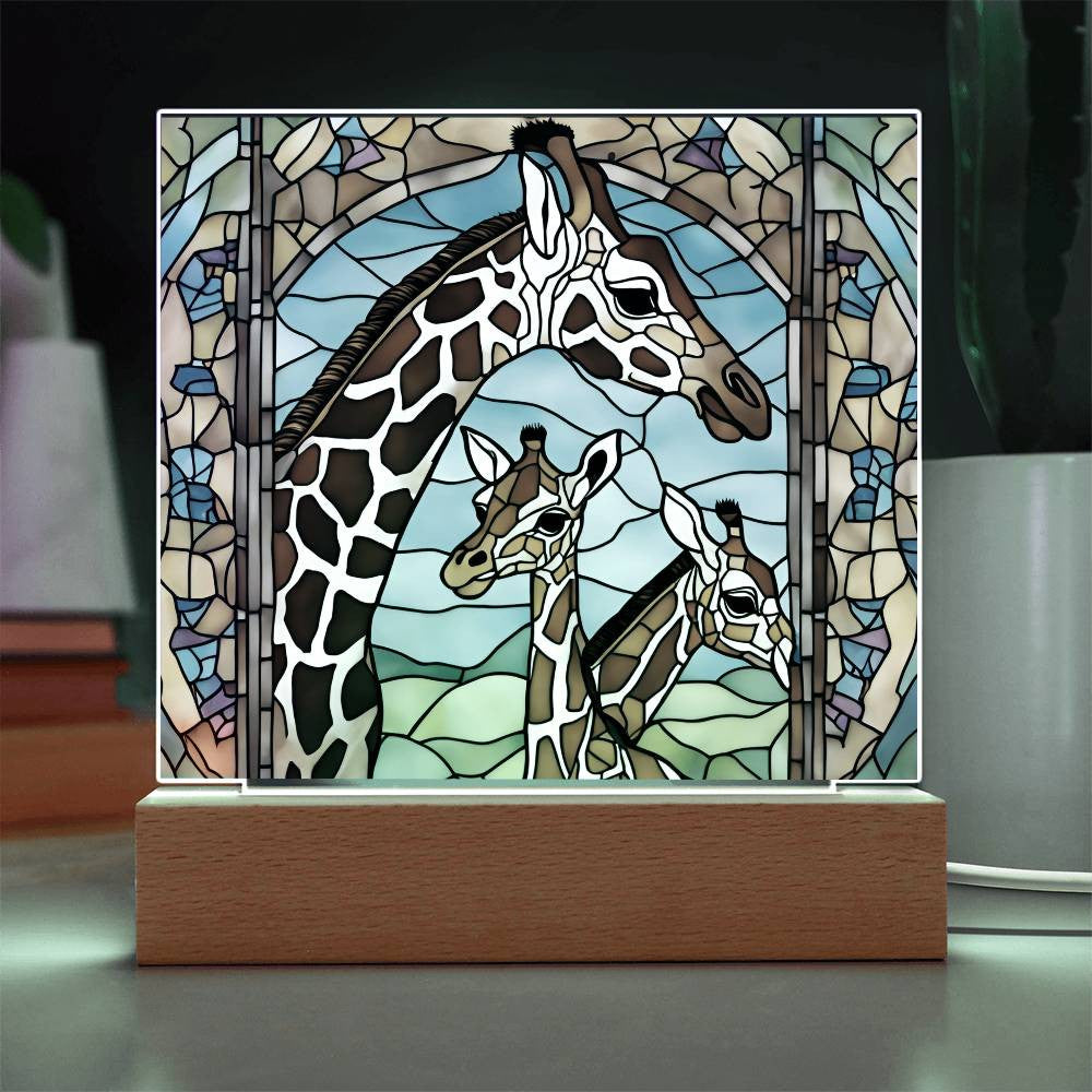 Giraffe Family  Acrylic Square Plaque-[Heartfelt Family Gift]