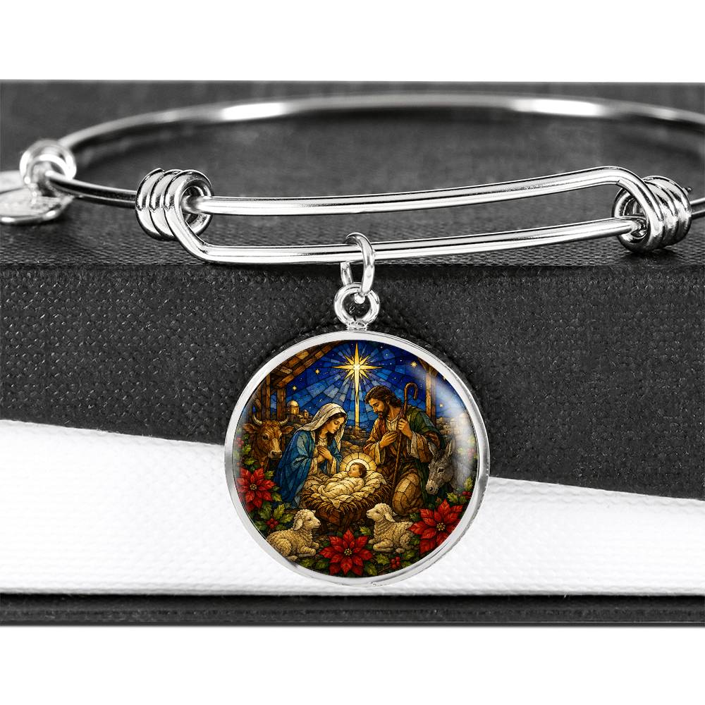 Nativity Scene Necklace, Religious Jewelry Gift, Personalized Christmas Pendant