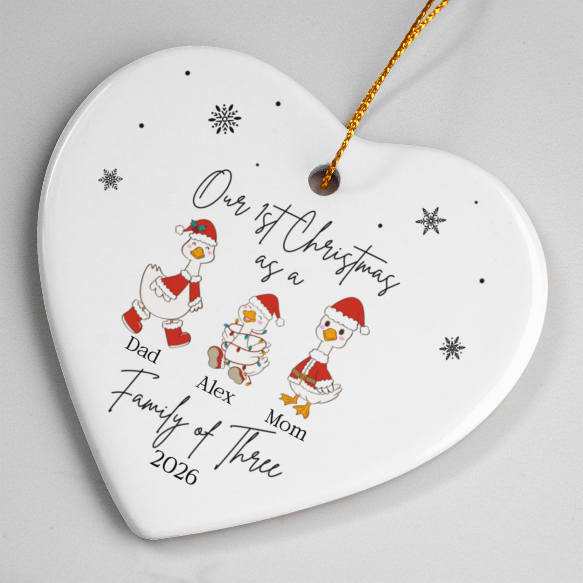 Family of Three Goose Christmas Ornament