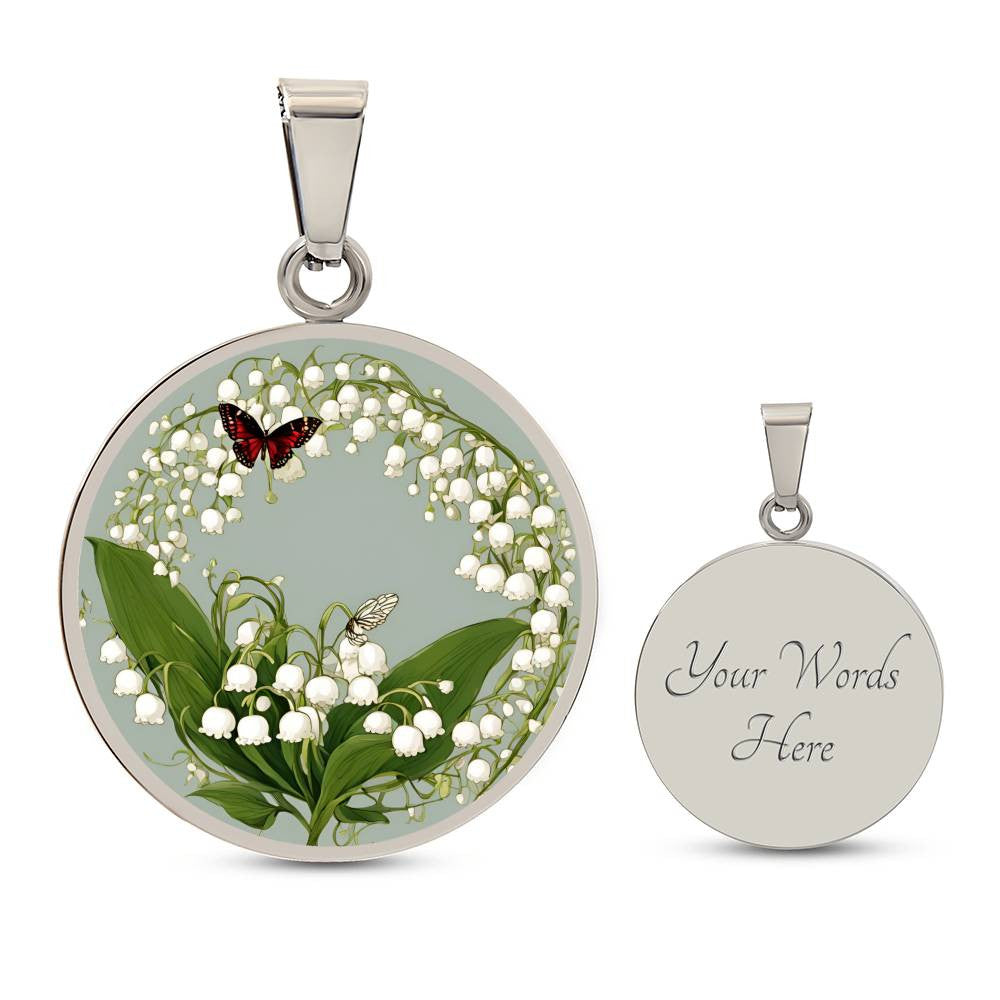 May Birth flower Necklace with butterfly and Lily of the valley-[Heartfelt Family Gift]