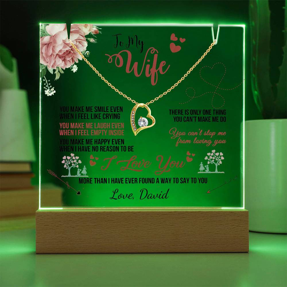 Wife Keepsake LED Acrylic Heart Necklace & Plaque-[Heartfelt Family Gift]