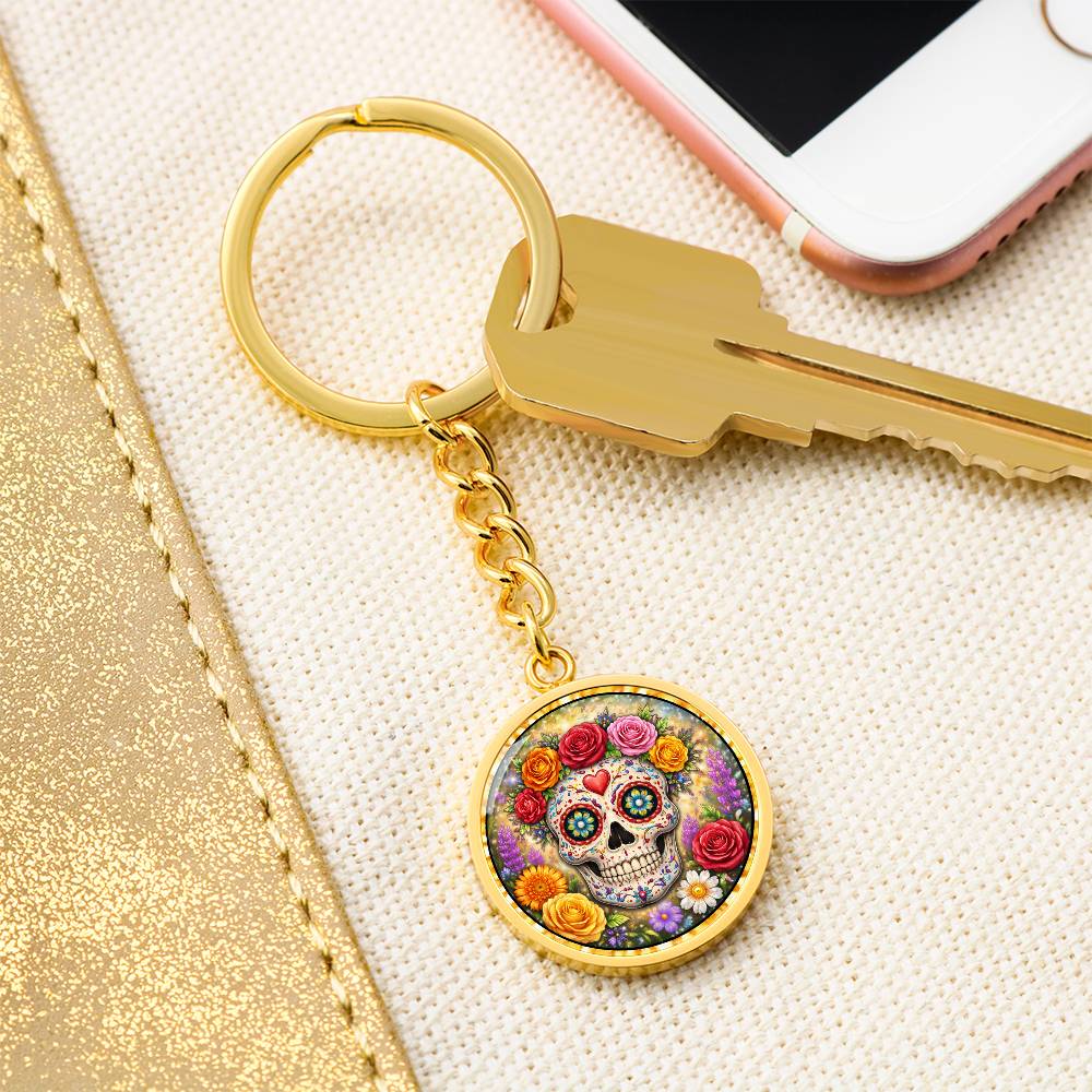 Sugar Skull Personalized Engraved Necklace Bracelet or Keychain