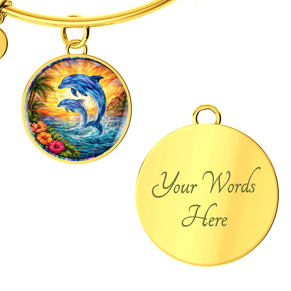 Dolphin Engraved Pendant Necklace