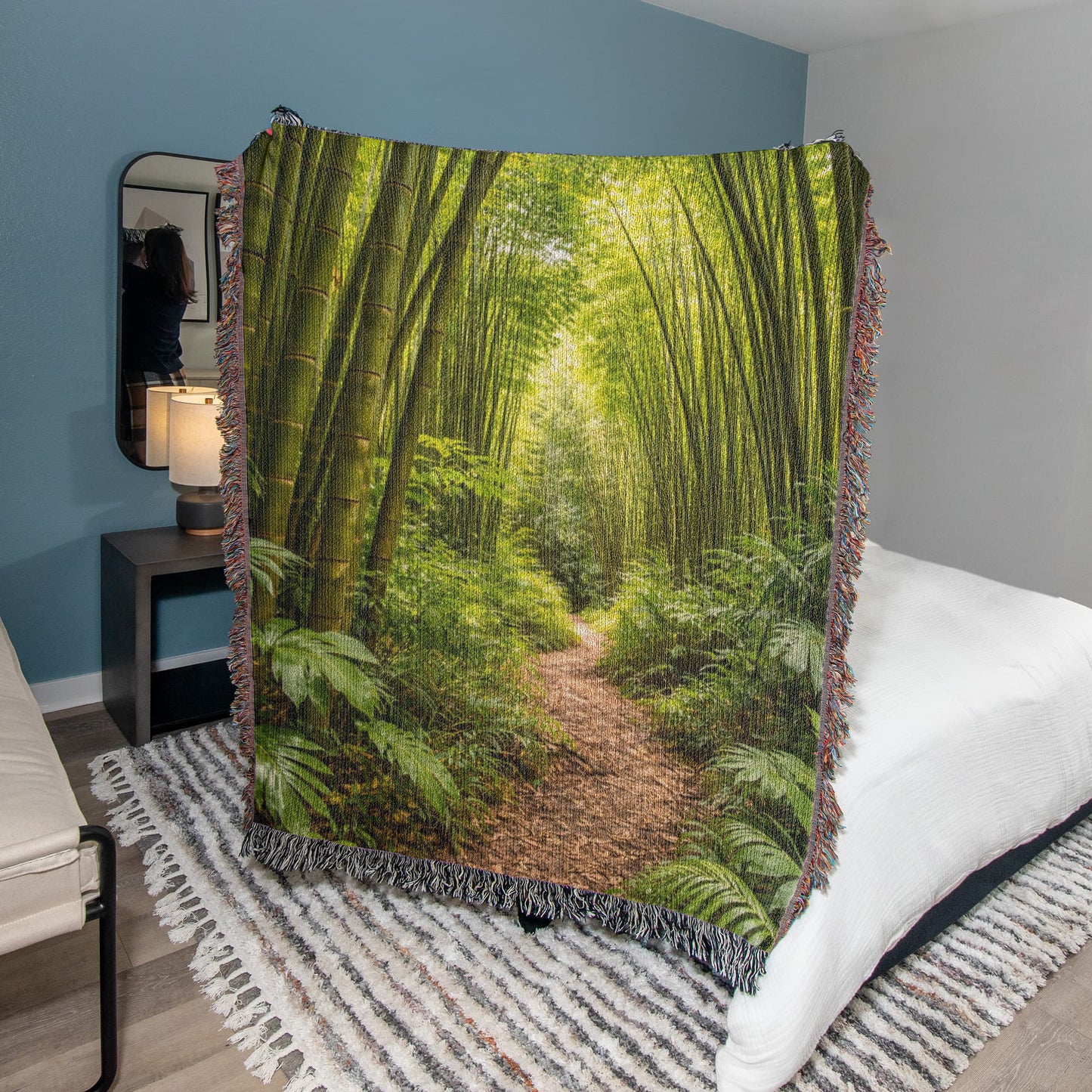 Puerto Rico Culture Inspired Sugar Cane Field Woven Blanket