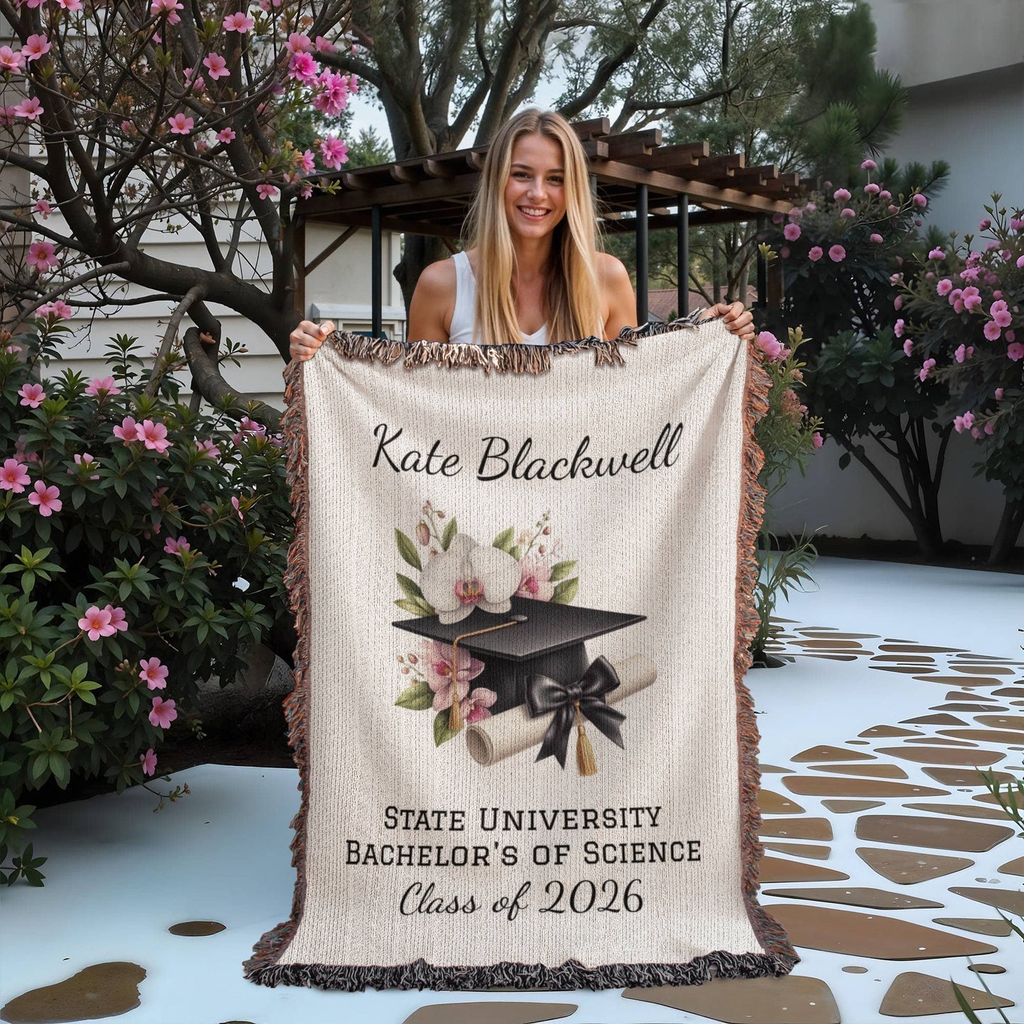 College Graduation Throw Blanket, Class of 2026 Keepsake, Custom Graduate Blanket, Graduation Gift Idea