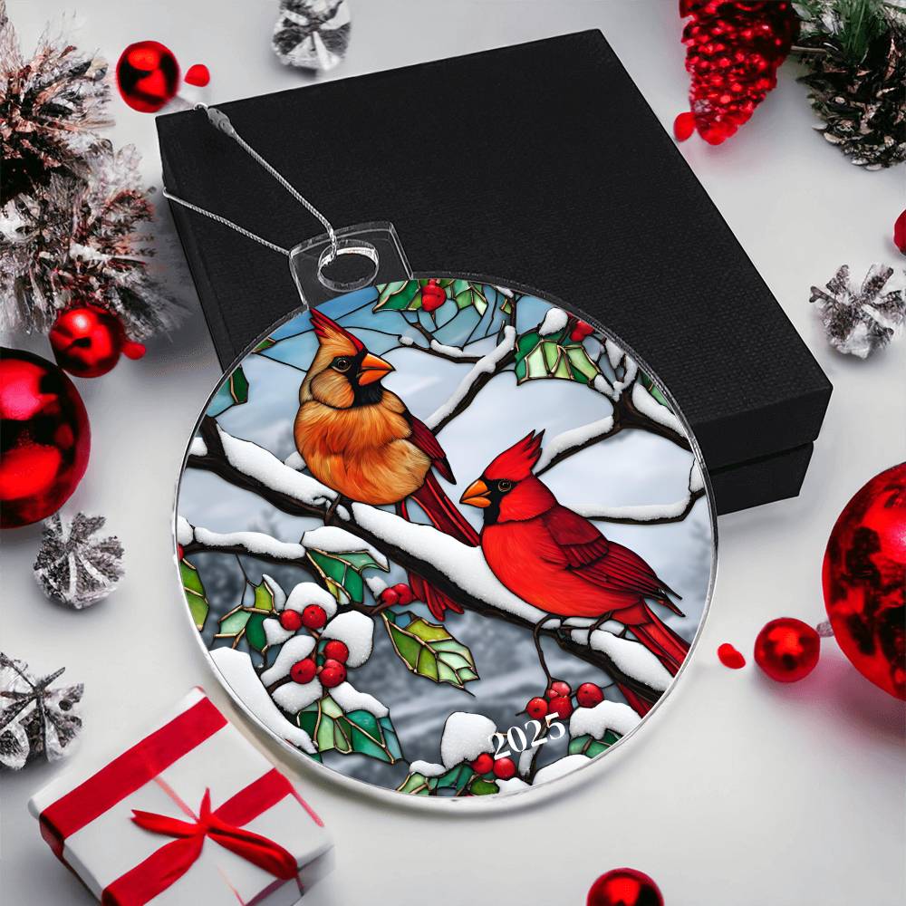 Cardinal Stained Glass Ornament