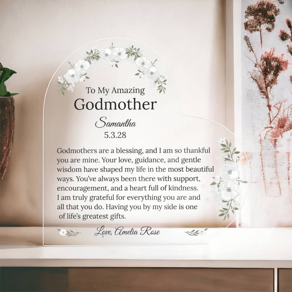 Personalized Godmother Acrylic Heart Gift