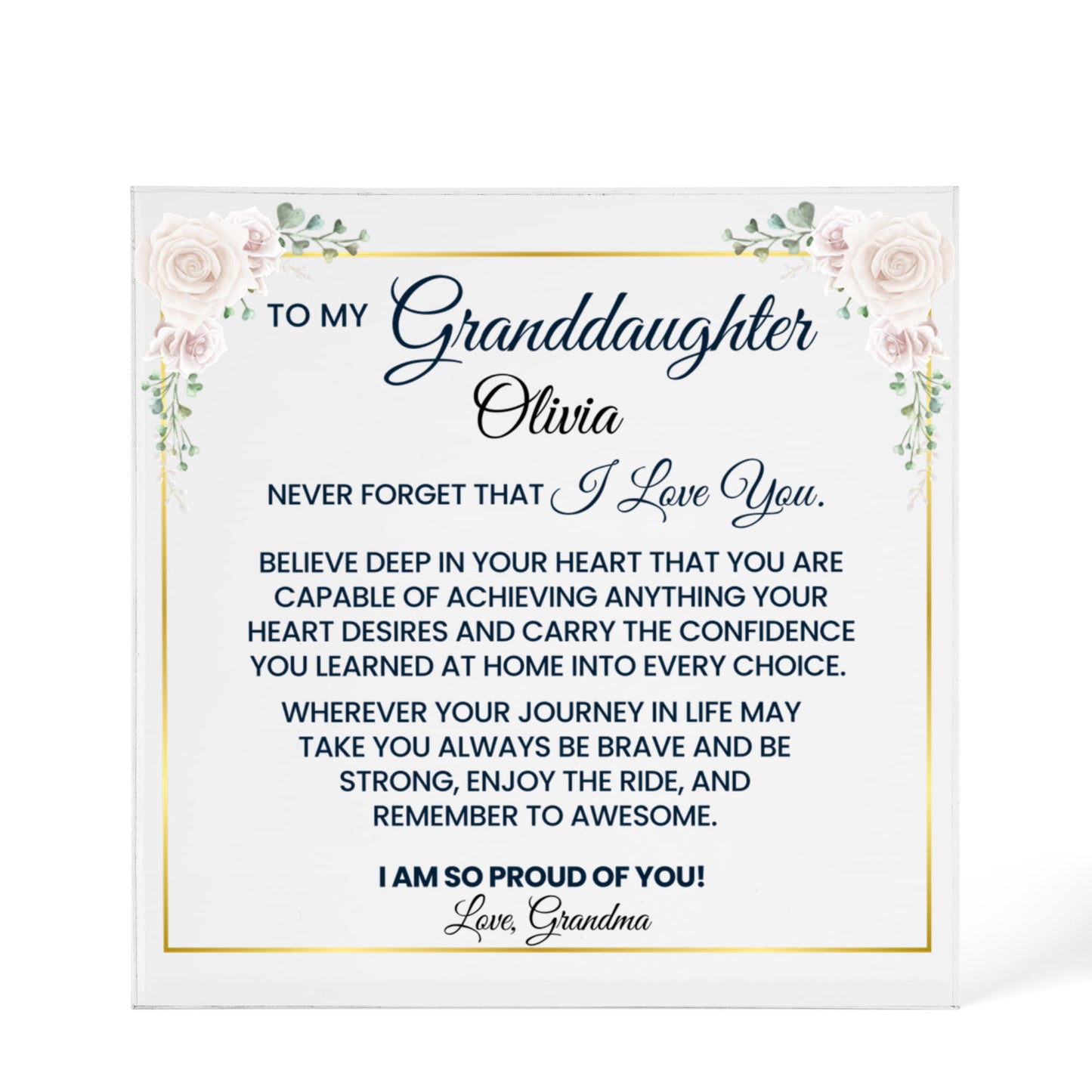 Personalized Granddaughter Plaque, Acrylic Gift From Grandma, Sentimental Keepsake, Gift For Granddaughter, Birthday Gift