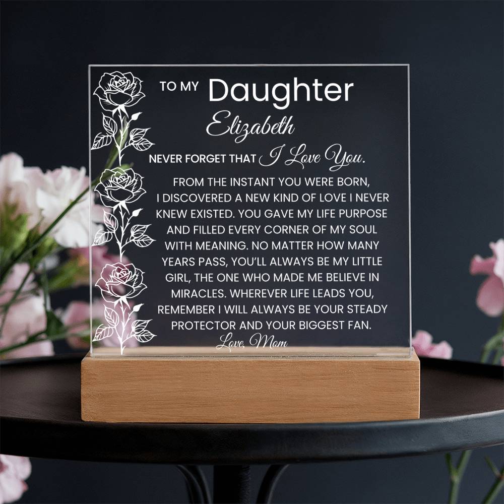 Daughter Roses Never Forget Rose Plaque Gift