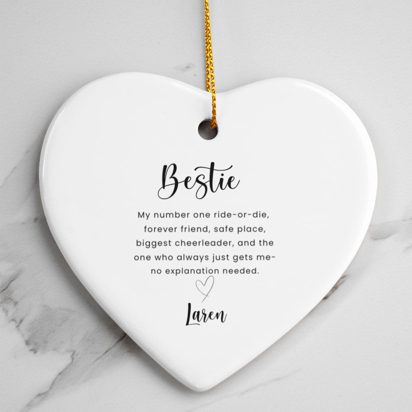 Bestie Ceramic Heart Ornament
