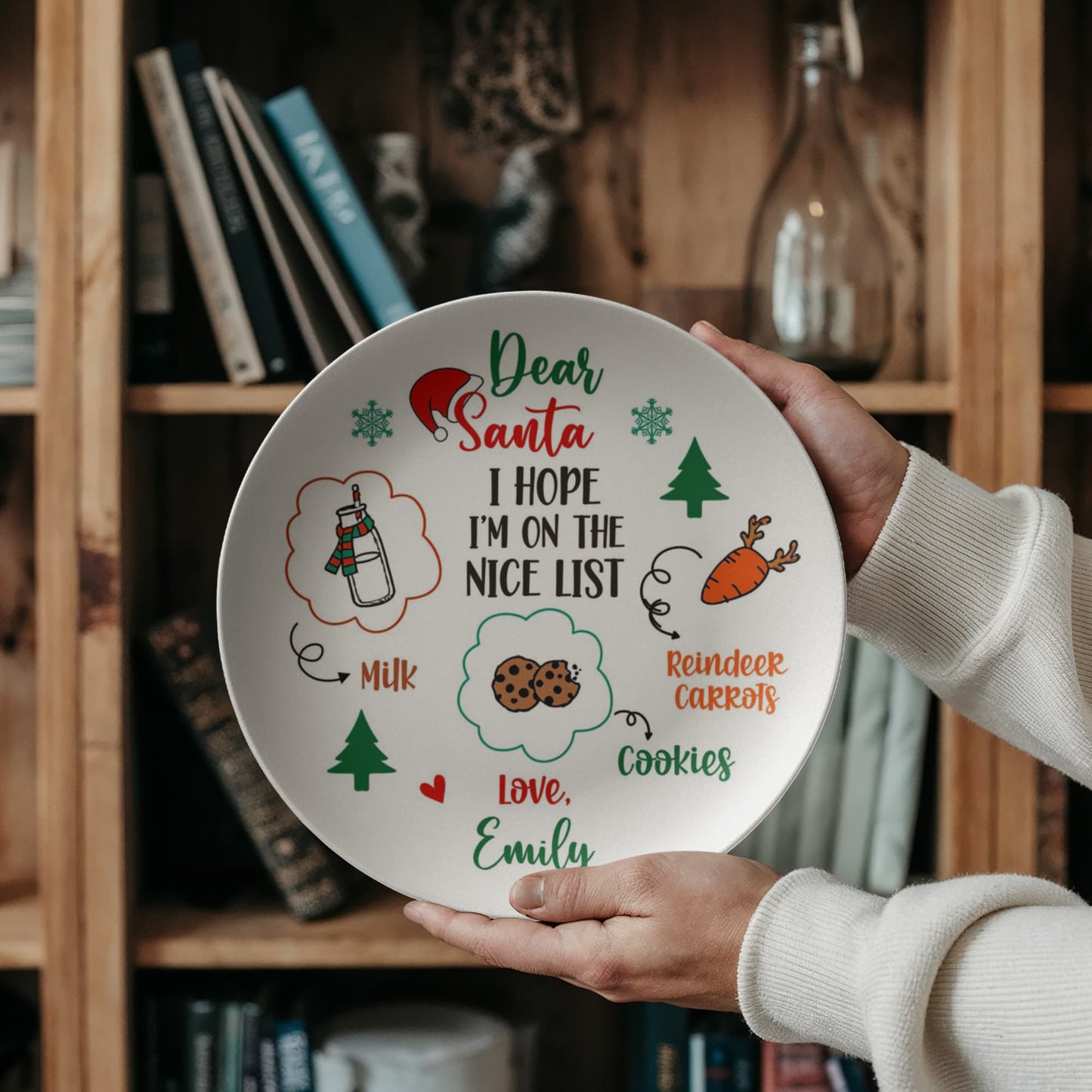 Personalized Santa Cookie and Milk Serving Plate