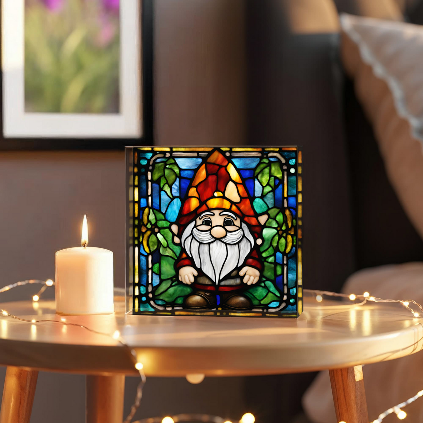 Gnome Stained Glass Style Acrylic Decor