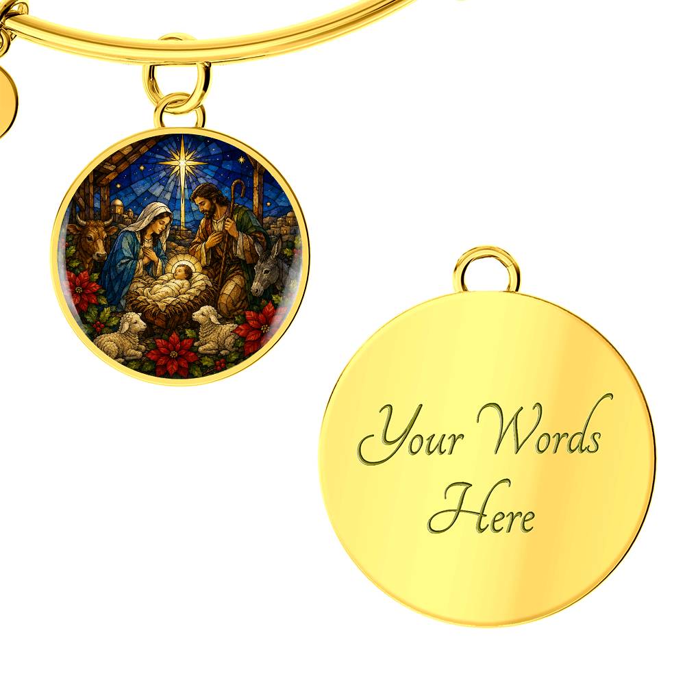 Nativity Scene Necklace, Religious Jewelry Gift, Personalized Christmas Pendant