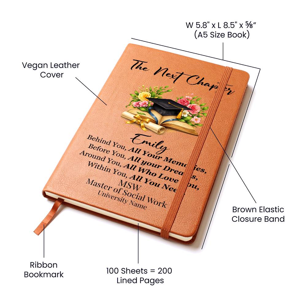 Personalized College Graduation Journal Gift for Masters In Social Work MSW LCSW