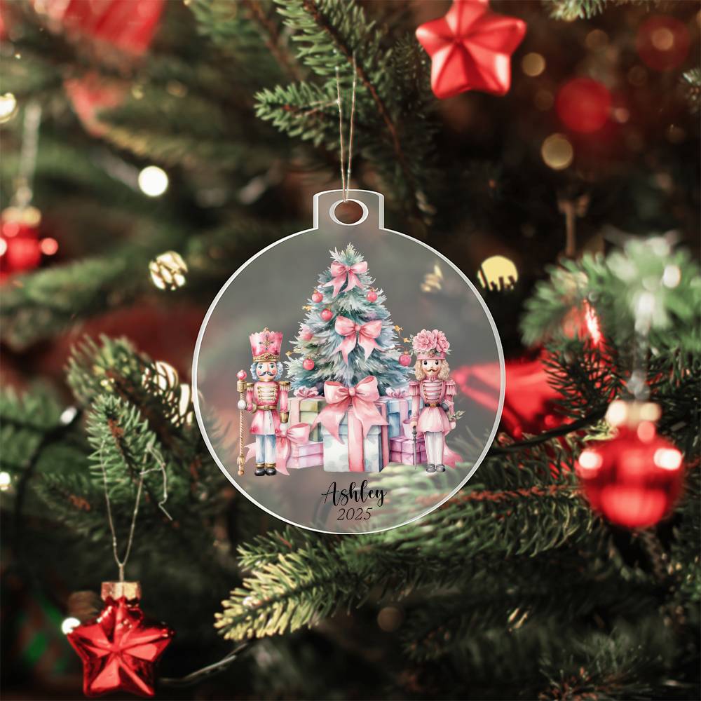 Nutcracker Coquette Bows Acrylic Christmas Ornament