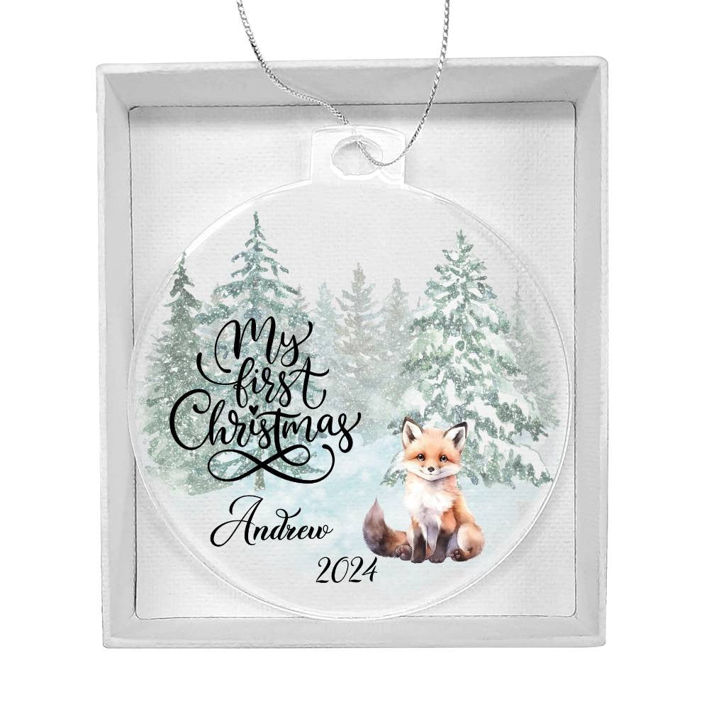 Baby's 1st Christmas Raccoon Woodland Acrylic Ornament-[Heartfelt Family Gift]