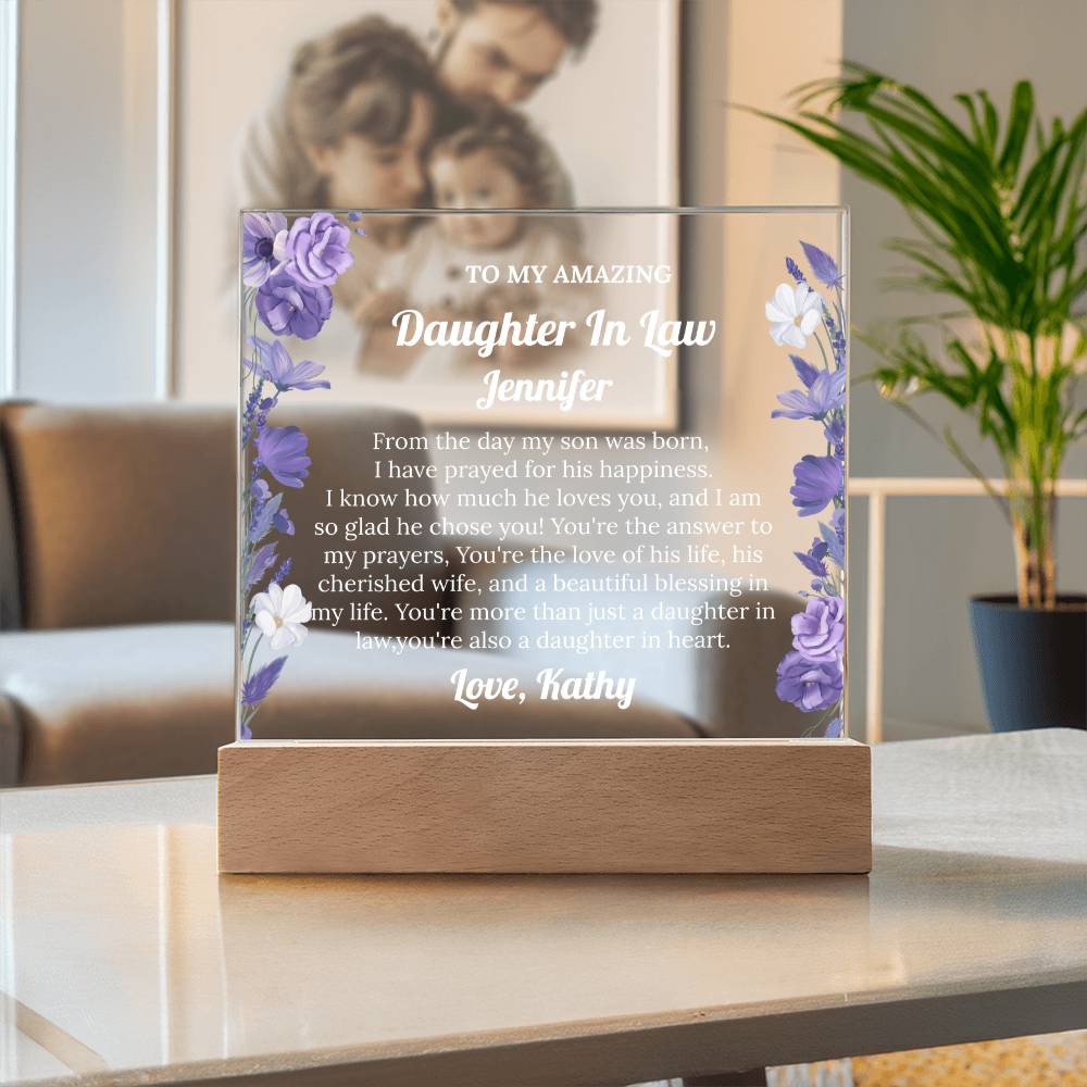 Daughter In Law Gift, Personalized Acrylic Plaque