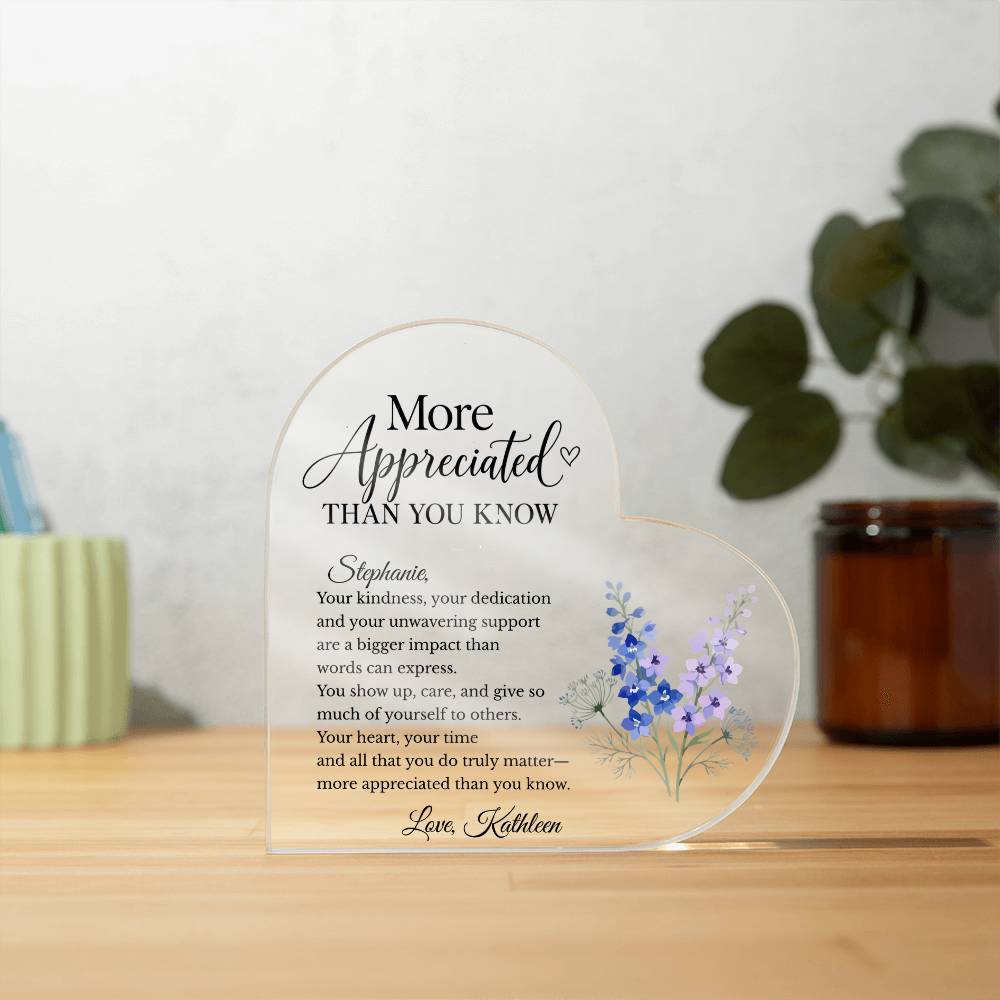 Personalized More Appreciated Than You Know Plaque