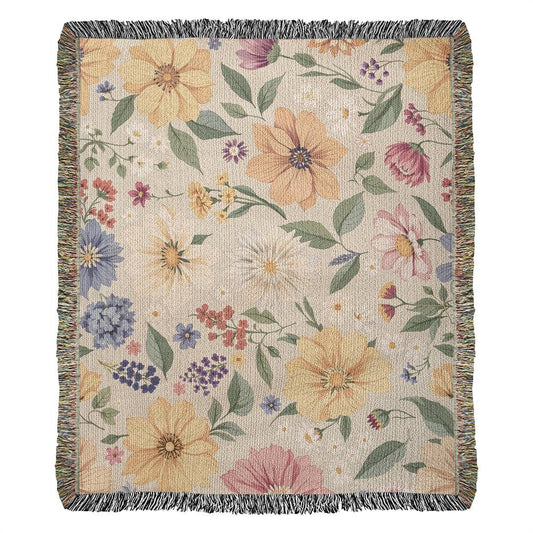 Floral Woven Cotton Blanket-[Heartfelt Family Gift]