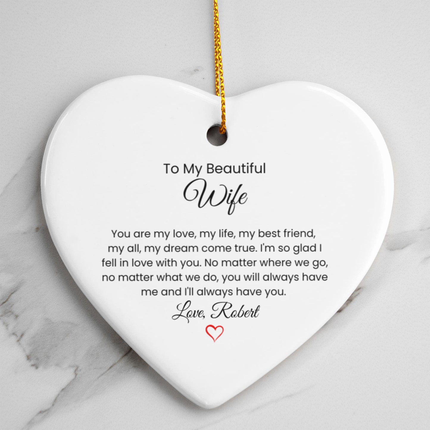Ceramic Heart Ornament Gift for Wife