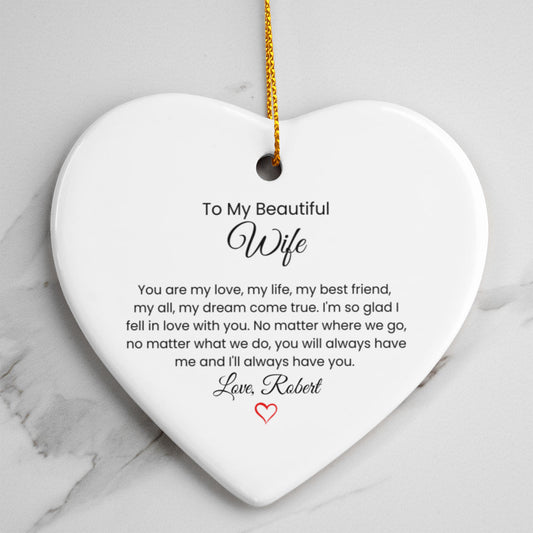 Ceramic Heart Ornament Gift for Wife