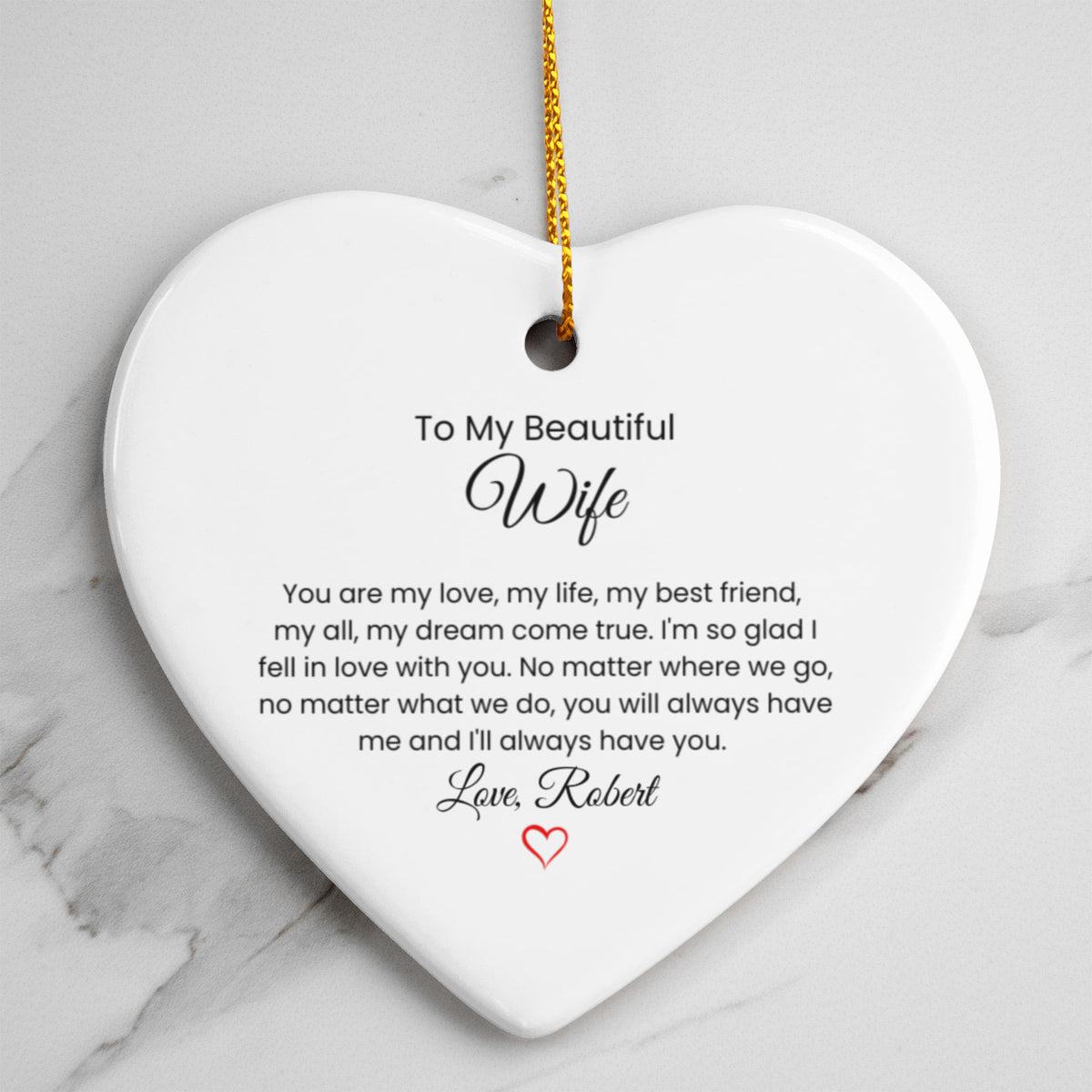 Ceramic Heart Ornament Gift for Wife