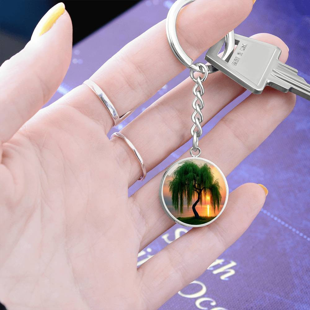 Weeping Willow Engraved Keychain-[Heartfelt Family Gift]
