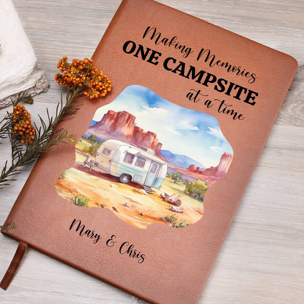 Personalized Camping Journal, Vegan Leather Journal, Custom Adventure Diary, Gift for Campers, Unique Travel Notebook, Outdoor Writing Log