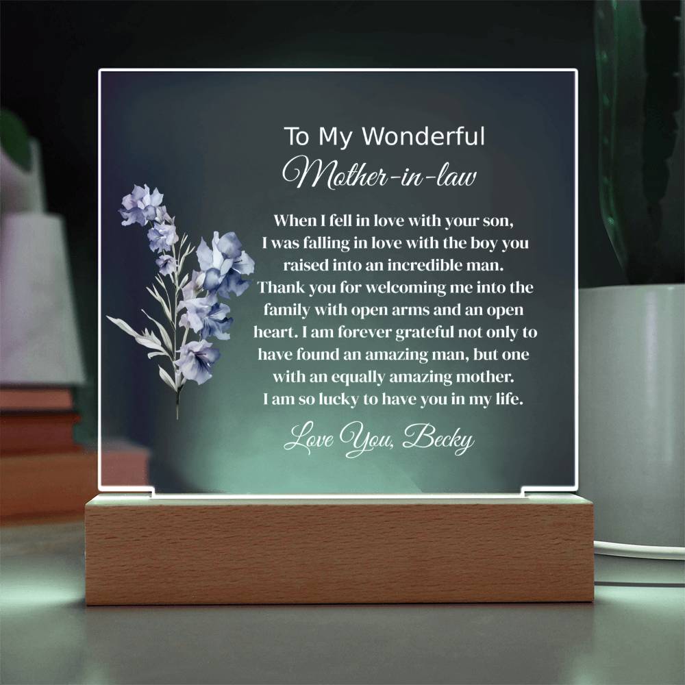 Personalized Mother In Law Lighted Plaque