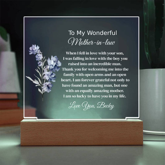 Personalized Mother In Law Lighted Plaque