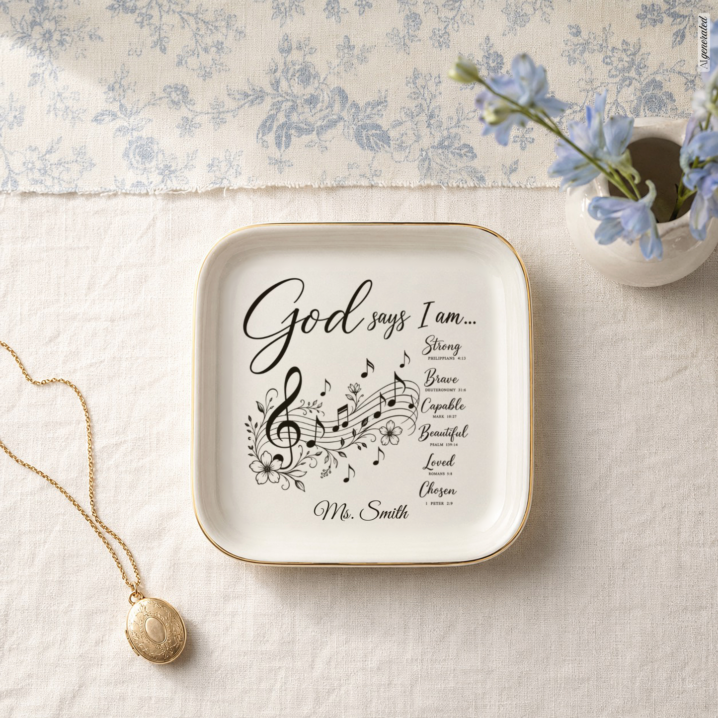 Music Notes Christian Jewelry Dish Trinket Tray