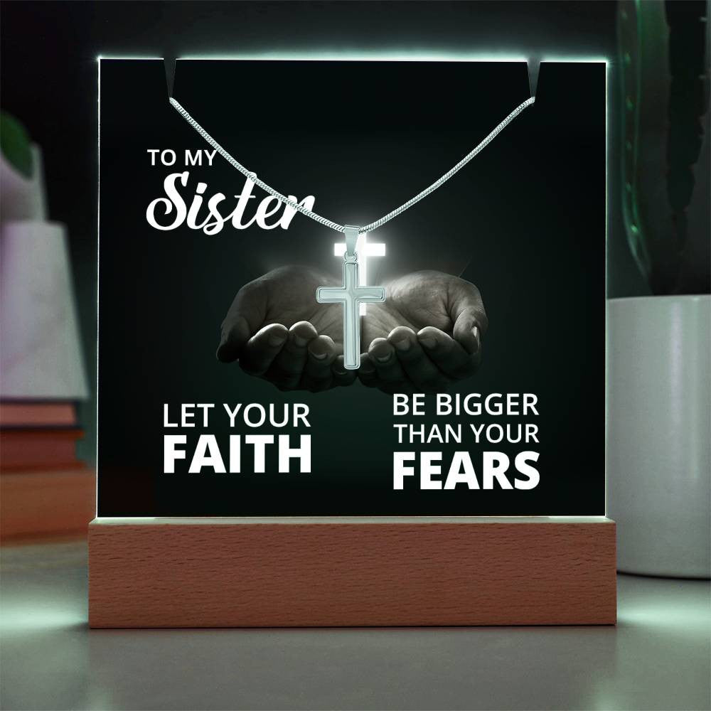 Sister Faith Religious Plaque & Cross Gift Set-[Heartfelt Family Gift]