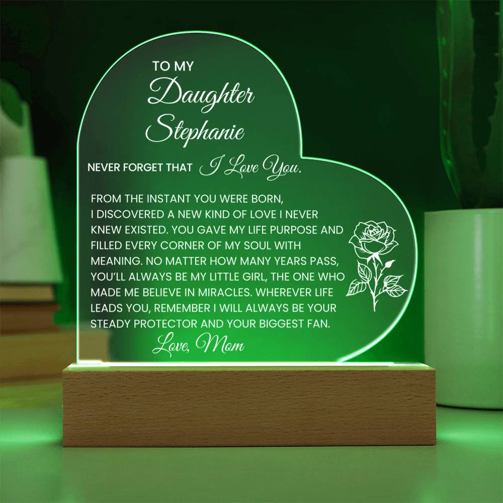 Personalized To My Daughter Never Forget That I Love You LED Heart Plaque