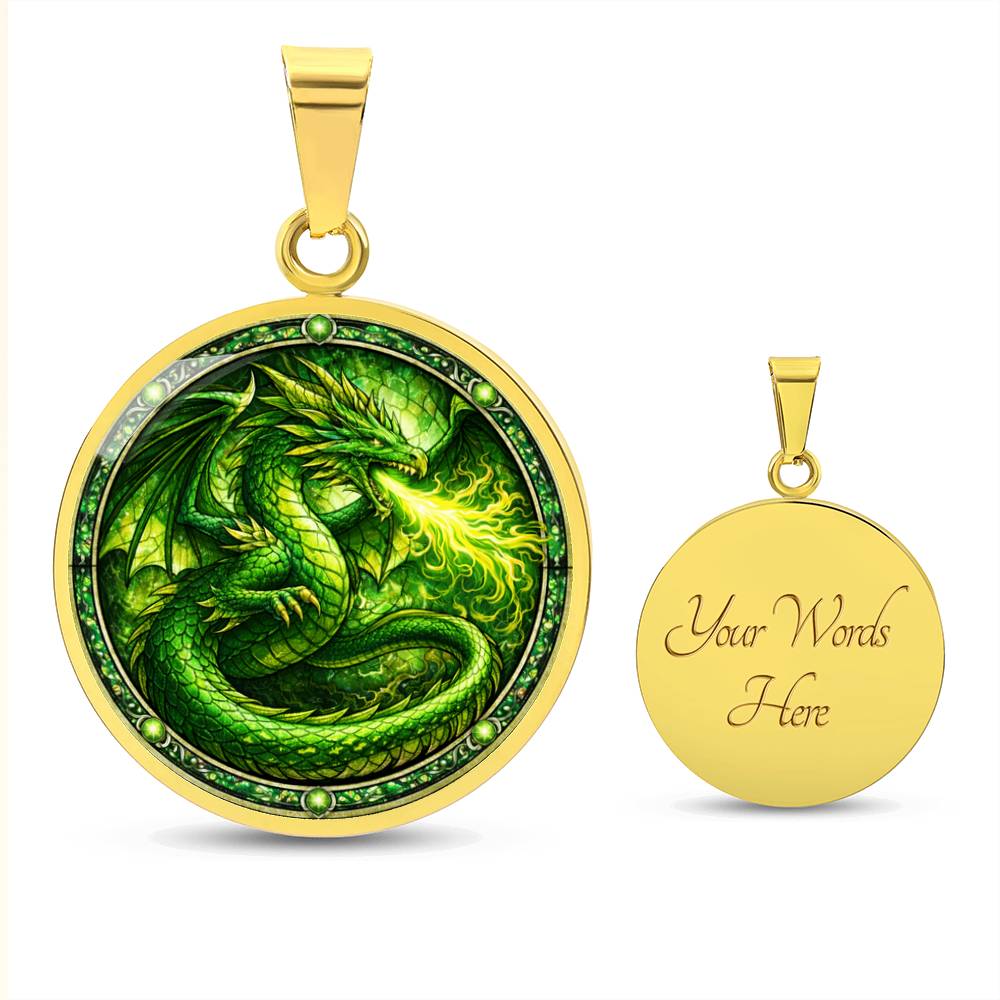 Green Dragon Personalized Engraved Necklace Bracelet or Keychain