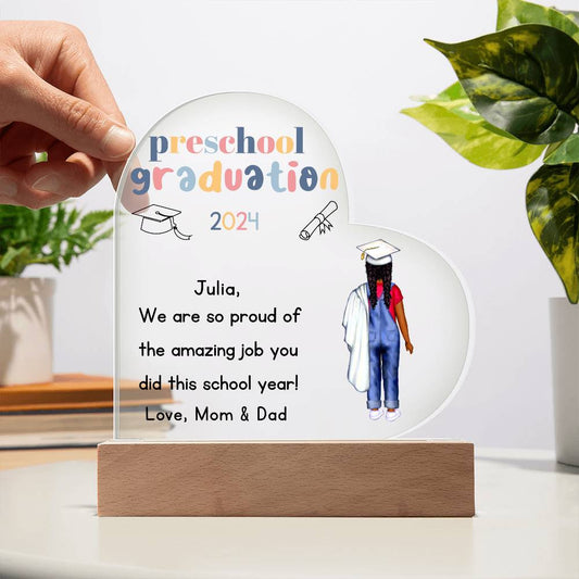 Preschool Graduation Acrylic Heart Plaque-[Heartfelt Family Gift]