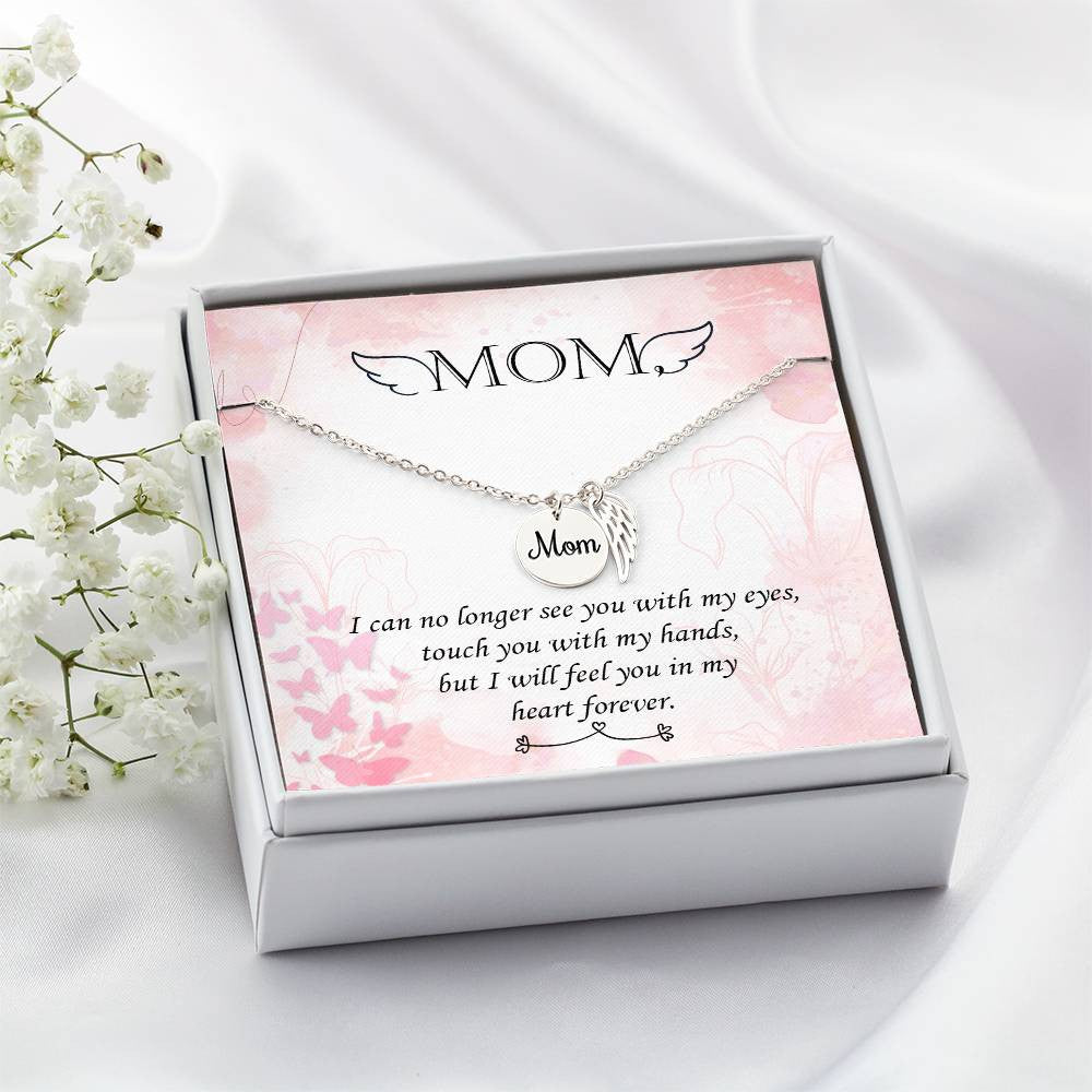 Mom Memorial Necklace Angel Wings-[Heartfelt Family Gift]