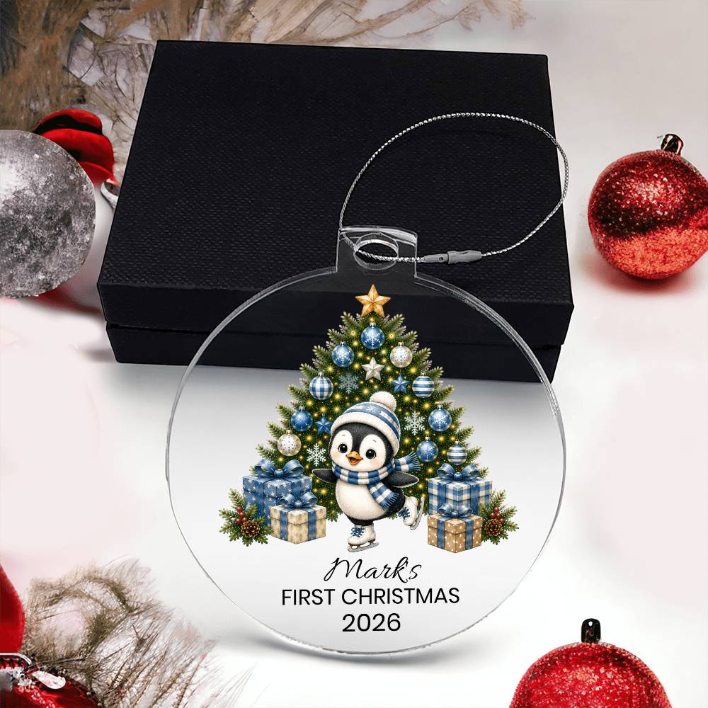 Personalized Penguin Christmas Ornament for Kids