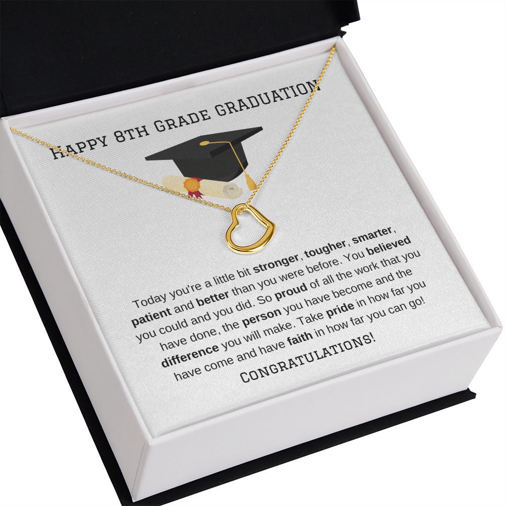 8th Grade Graduation Gold Delicate Heart Necklace-[Heartfelt Family Gift]