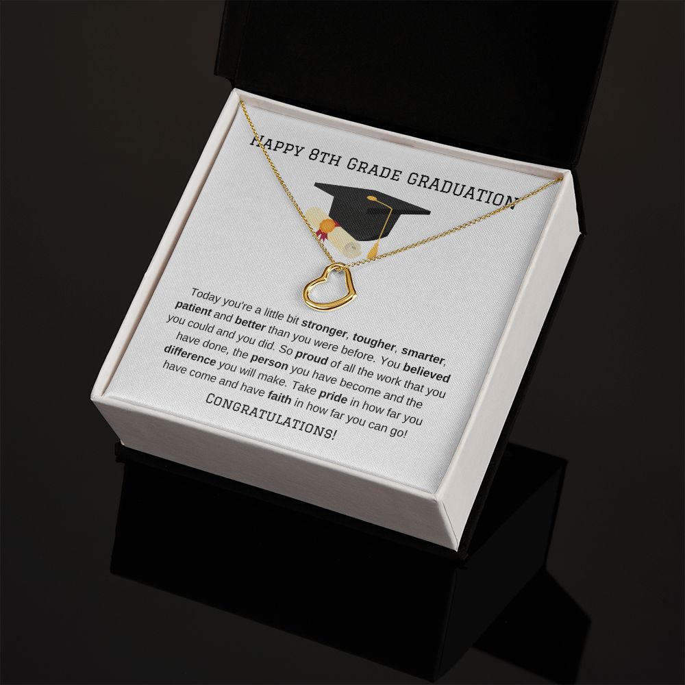 8th Grade Graduation Gold Delicate Heart Necklace-[Heartfelt Family Gift]